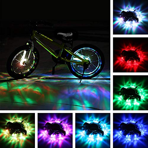 TINANA Rechargeable Bike Wheel Hub Lights Waterproof LED Cycling Spoke Lights 7 Color Bicycle Safety Warning Decoration Light for Kids and Adults Night Riding