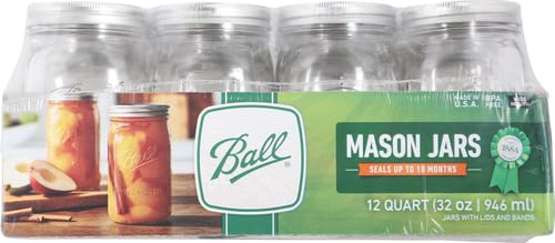 Jarden Ball Quart (32oz) Mason Jar Wide Mouth 12-pack, Clear