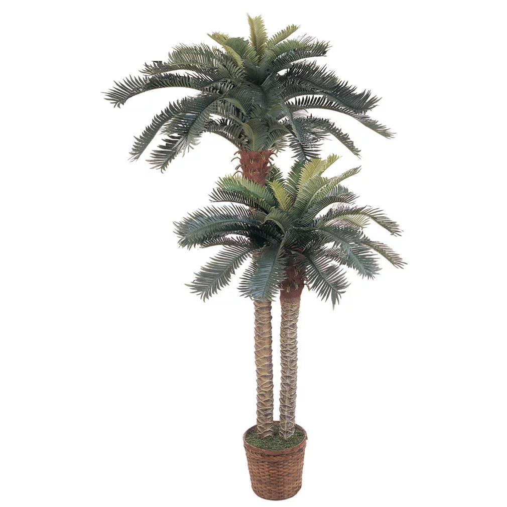 Nearly Natural 6ft. & 4ft. Double Sago Palm Potted Artificial Tree