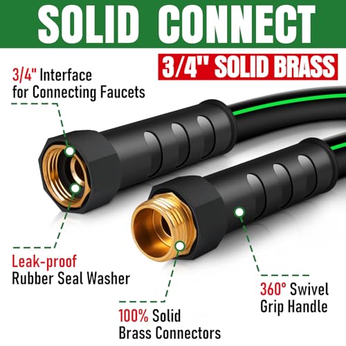 Heavy Duty Garden Hose 25ft, NON-EXPANDABLE Flexible Water Hose, Kink Resistant Lightweight Hybrid Hose, Leakproof Hose Male to Female Fittings