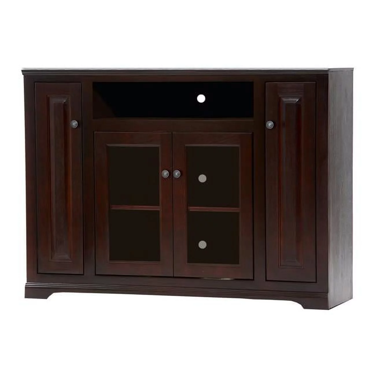 Poplar Tall TV Stand with 2 Raised Panel Doors, Green