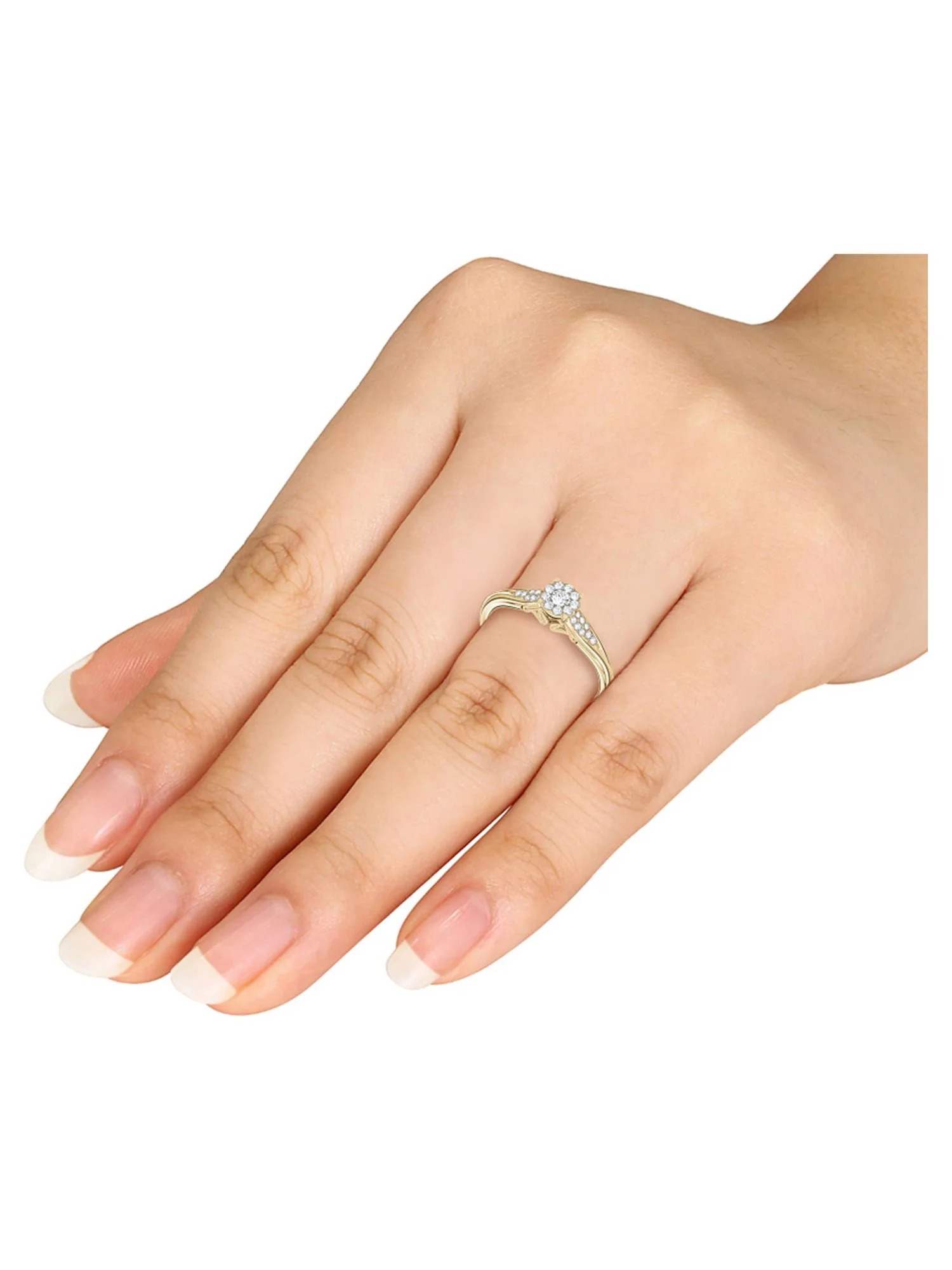 Imperial 1/6Ct TDW Diamond 10K Yellow Gold Cluster Ring Engagement Ring