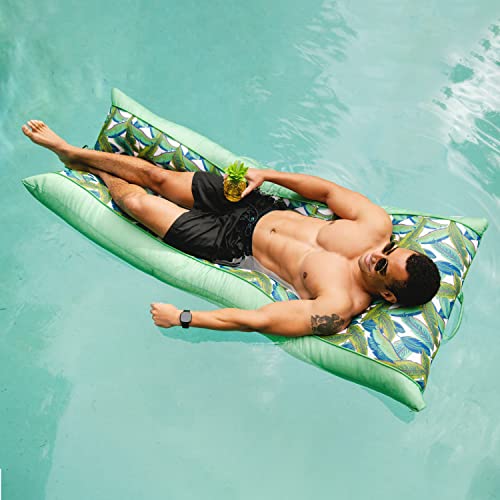 Big Joe Kona Hammock No Inflation Needed Pool Lounger with Headrest, Quick Draining Fabric, 4 feet Big