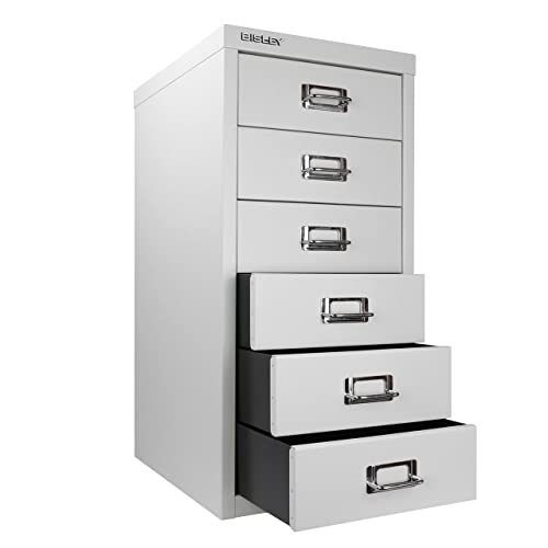 Bisley 10-Drawer Steel MultiDrawer Cabinet - Black, Chrome Pull Handles with Label Holders, Powder-Coated Steel, Removable Drawers, Fits Under Most Desks, Labels Included