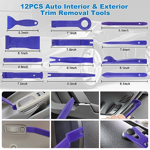 342Pcs Trim Removal Tool Kit, Car Panel Door Audio Radio Stereo Removal Tools, Auto Push Pin Bumper Retainer Clip Set/Fastener Terminal Remover Tool/Car Upholstery Repair Pry Kit Auto Clip Plier