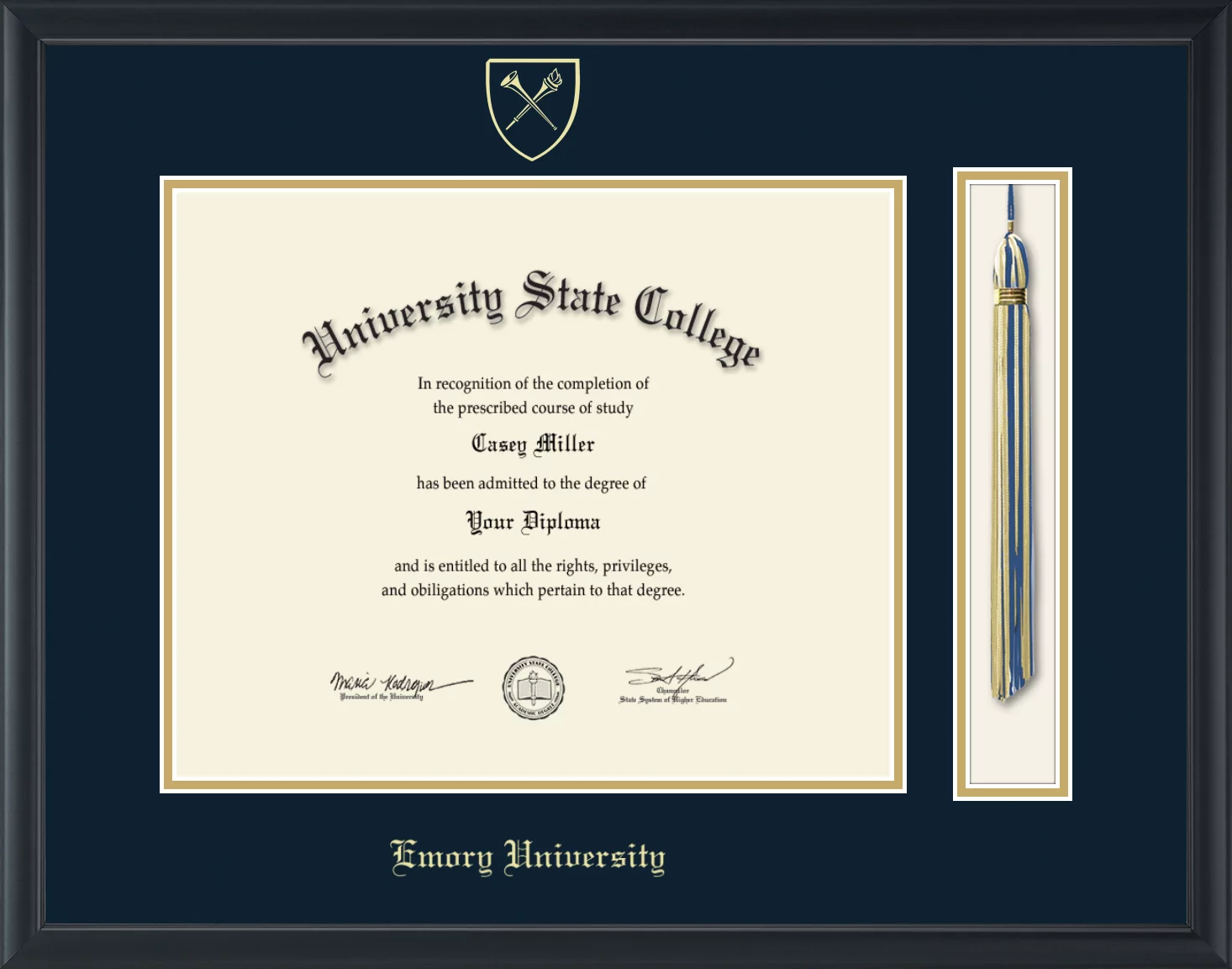 Emory University Tassel Diploma Frame, Document Size 17