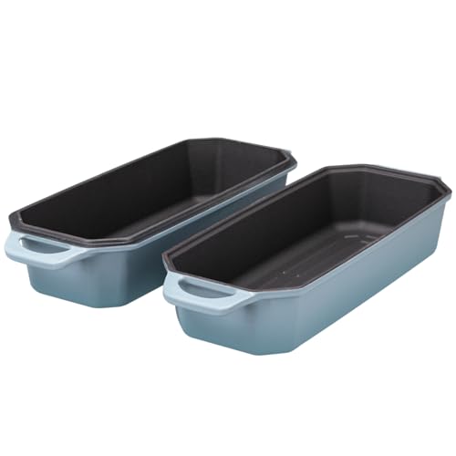 Bread Pan Cast Iron Loaf Pan with Lid Bread Loaf Pan 9x5 Inch Loaf Pan Enameled Cast Iron Sourdough Loaf Pan, DarkCyan