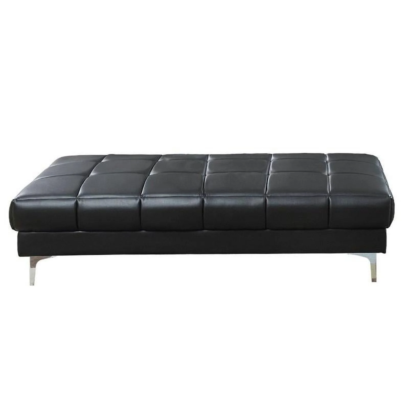 CoSoTower Black Bonded Leather Extra Large Ottoman Metal Legs 1Pc Ottoman