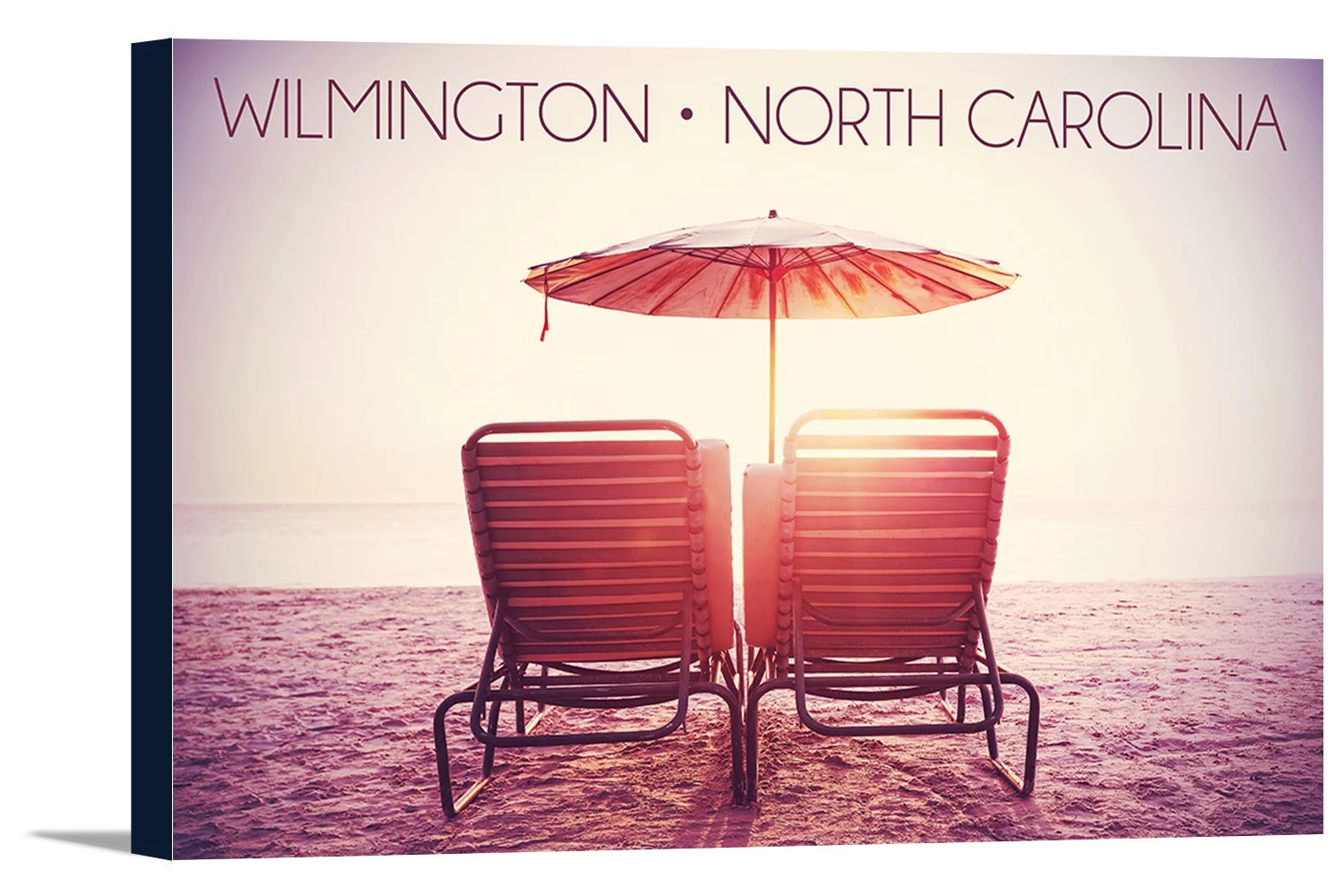Wilmington, North Carolina - Beach Chairs & Sunshine - Lantern Press Photography (18x12 Gallery Wrapped Stretched Canvas)
