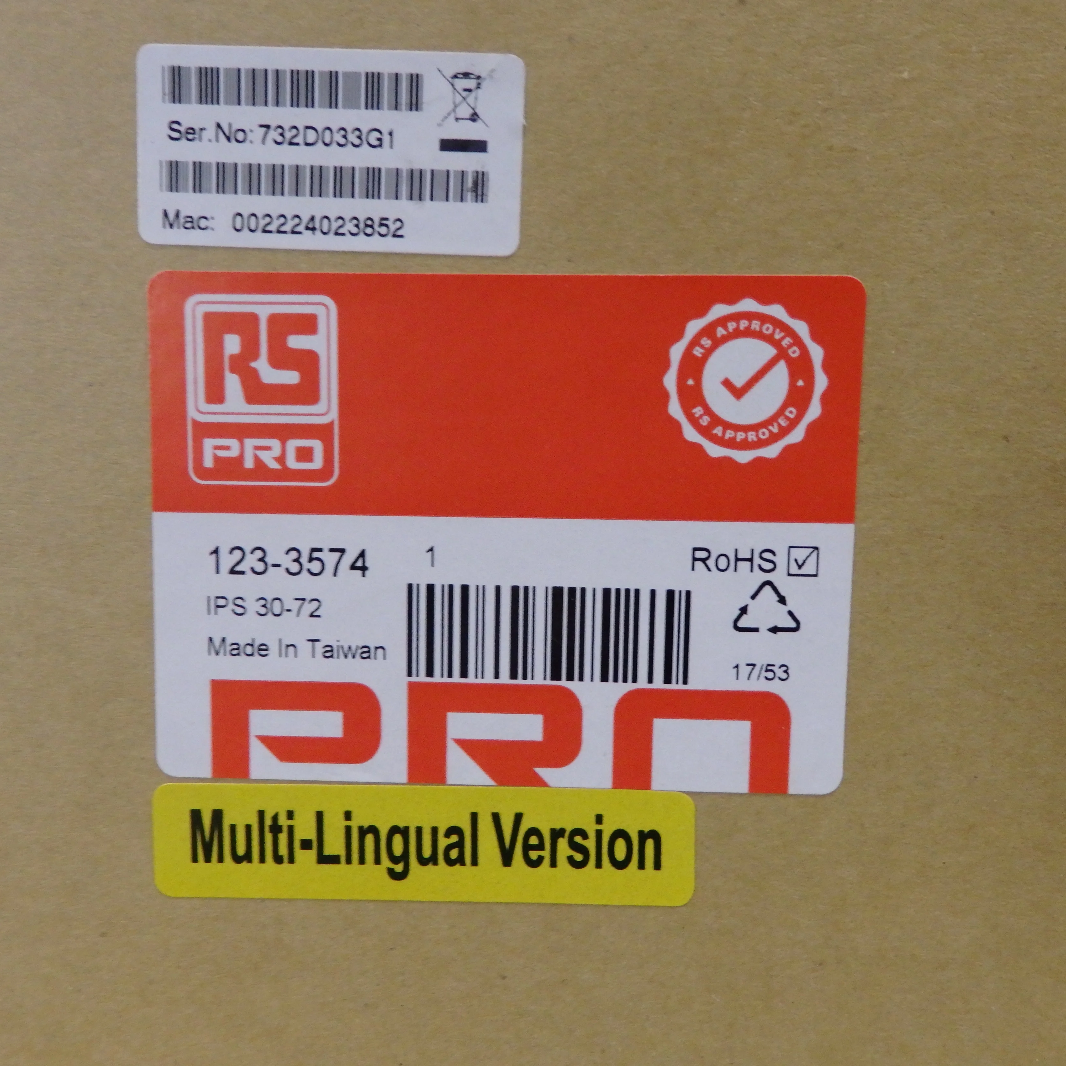 RS Pro IPS 30-72 720W 1-Output 72A 0-30V Digital Bench Power Supply 123-3574