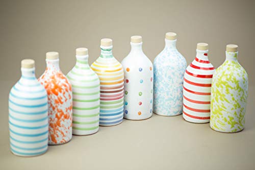 Antico Frantoio Muraglia | Premium Italian Extra Virgin Olive Oil | First Cold Pressed Gourmet EVOO | RAINBOW Arcobaleno Collectible Handmade Ceramic Bottle | 16.9 Fl.oz (500 ml)