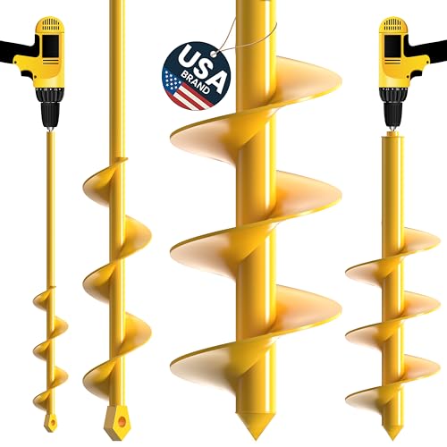 Garden Auger Drill Bit for Planting - Pack of (2) - 1.6”x16.5” & 3.5”x16” – Garden Spiral Hole Digging for Planting, Bulbs, Bedding Plants & More - Compatible with 3/8 Inch Hex Drive