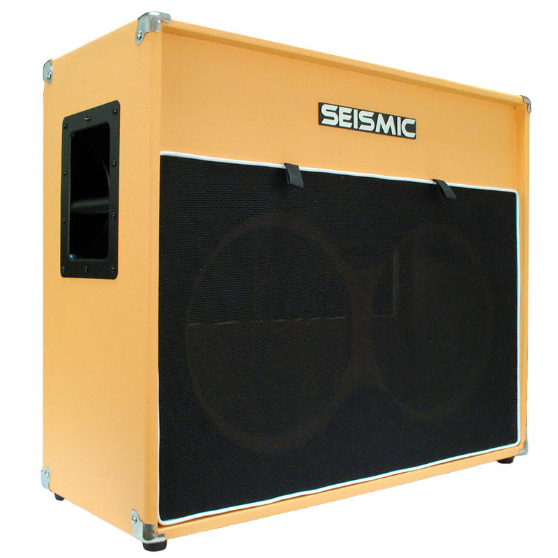 Seismic Audio 2x12 Empty Guitar Speaker Cabinet Orange Tolex Cab 212 Black - Luke-2x12V_ORBL