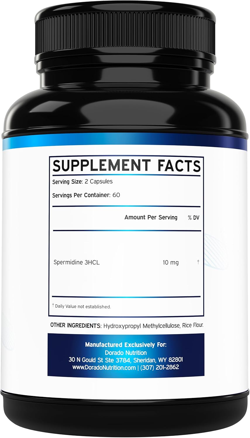 Spermidine Supplement (10mg of 99% Spermidine 3HCL - Third Party Tested) 120 Capsules - Over 100x More Potent Than Wheat Germ Extract for Cell Membrane - Gluten Free & Non-GMO - Made in USA