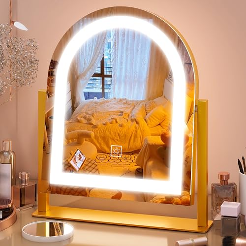 FENNIO Vanity Mirror with Lights 22''x17'' Makeup Mirror with Lights,Vanity Mirror Touch Screen with 3-Color Lighting,Dimmable,for Vanity Desk Tabletop