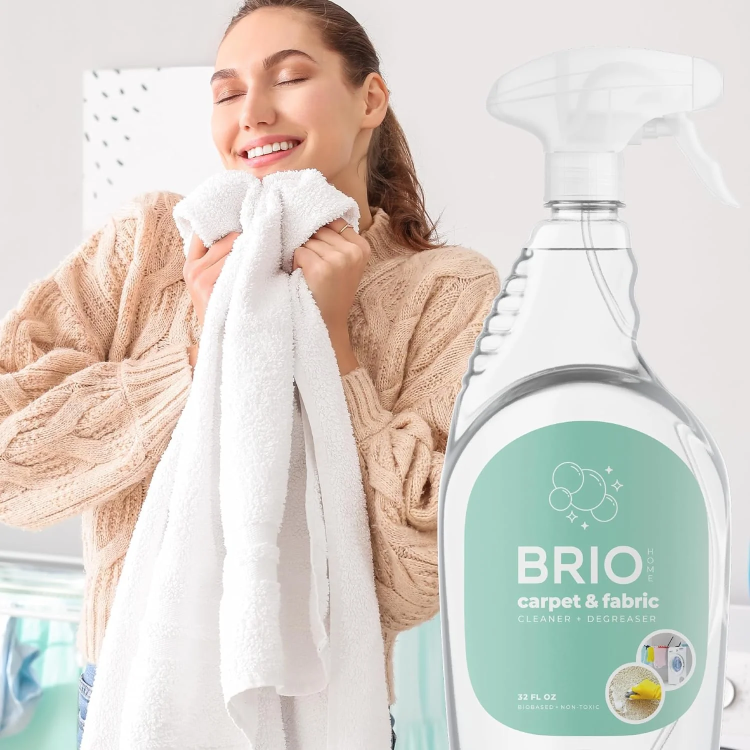 Carpet & Fabric, Scent, Biobased Carpet Cleaner & Stain Remover, Degreaser, Spot Treatment, Fabric Spray, Pretreat Laundry, Shoe Cleaner, 32 Fl Oz Ea, 4 Count