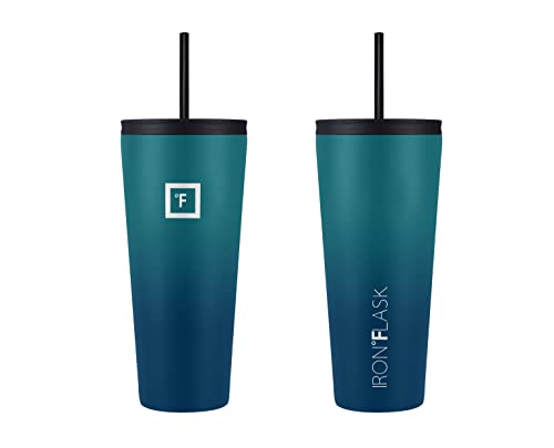 IRON °FLASK Classic Tumbler - Vacuum Insulated Stainless Steel Water Bottle, Double Walled, Drinking Cup, Insulated Travel Mug (Cotton Candy, 24 oz Solid Lid)