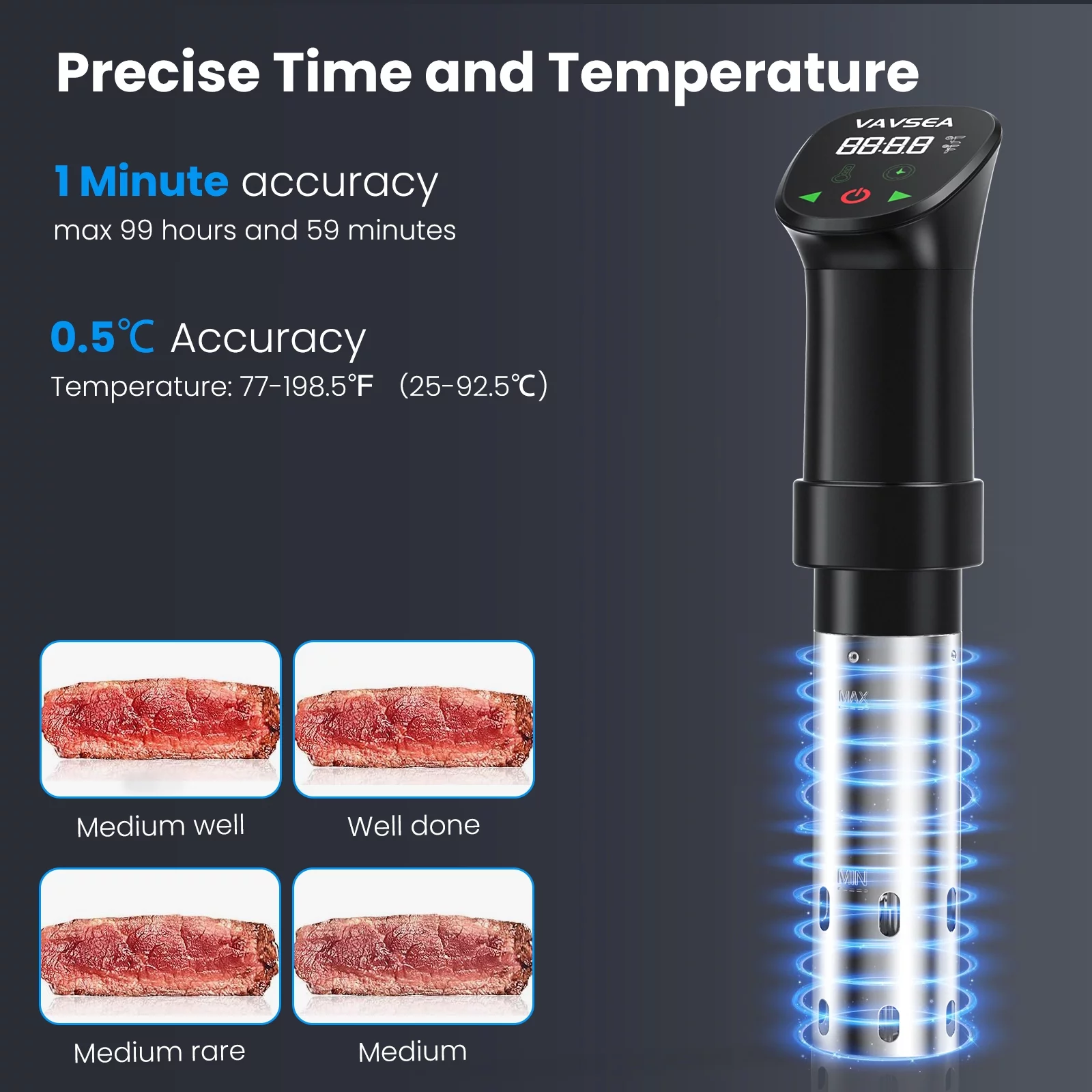 VAVSEA Sous Vide Machines, Precision Cooker, Waterproof Immersion Circulator with Digital Touch Screen and Accurate Temperature Time Control, Sous Vide Device for Home Kitchen