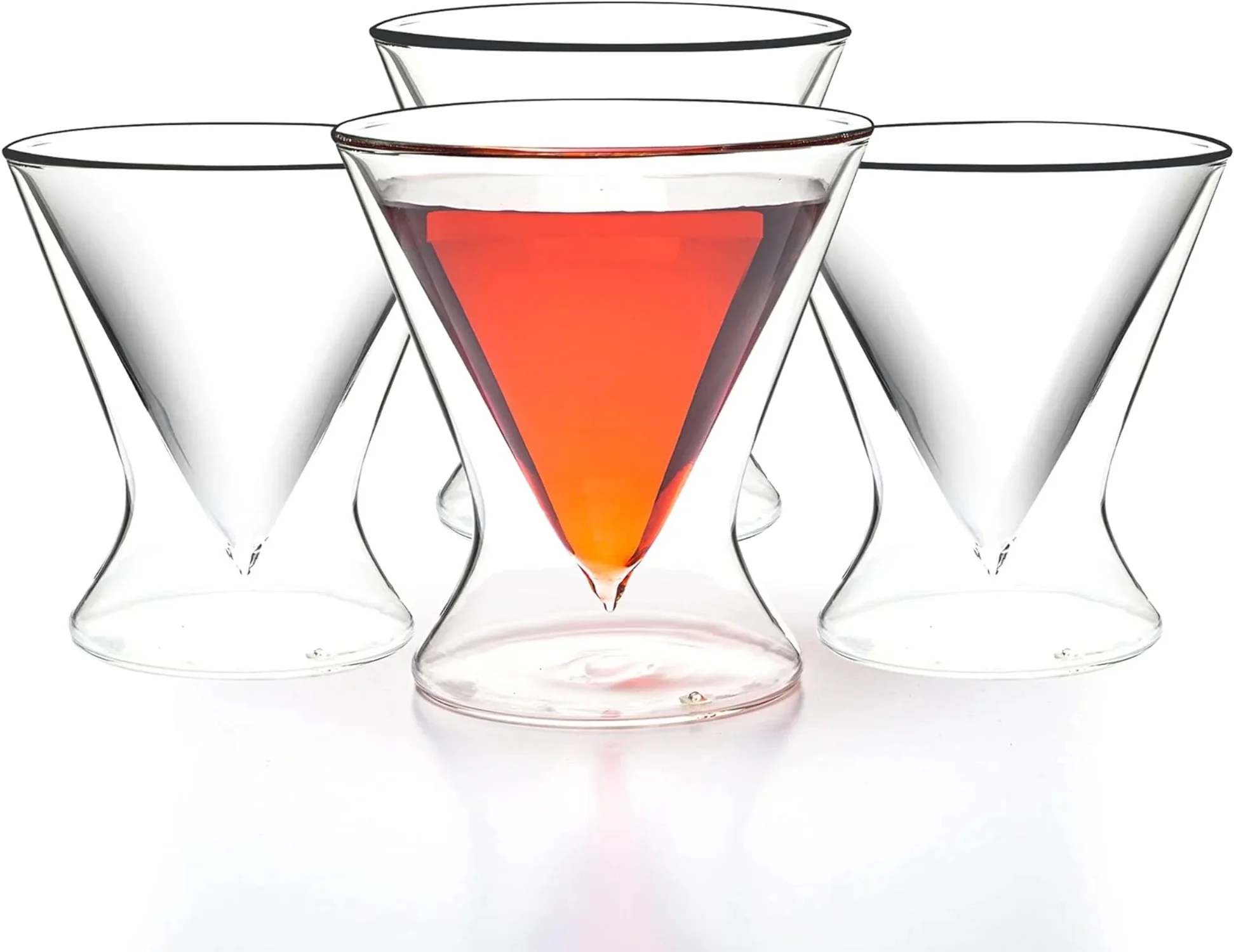 LEMONSODA Stemless Martini Glasses - Double Walled Design - Drink Suspended in Air - 8 oz - Set of 4