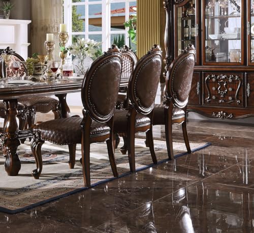 Kitchen Furniture Set 9pc Formal Dining Table Set Include 1 Extendable Dining Table, 6 Side Chairs and 2 Arm Chairs, 8-Person Dining Set (Bone White)