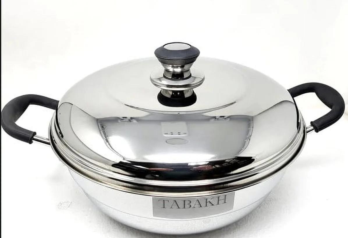 Tabakh Tri-Ply Stainless Steel Multi Kadai with Steamer Plate, Mini Idli Plate, 2 Idli Plates, 2 Dhokla Plates, Induction Friendly