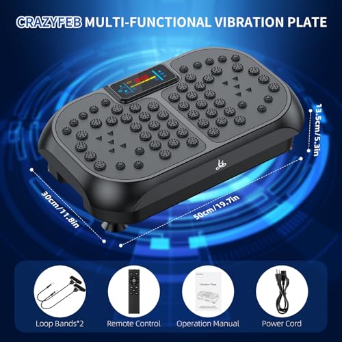 Vibration Plate Exercise Machine - CrazyFeb Vibration Plate for Lymphatic Drainage, Whole Body Vibrating Plate Exercise Machine - Waver Vibration Plate High-Intensity Fitness Equipment for Weight Loss