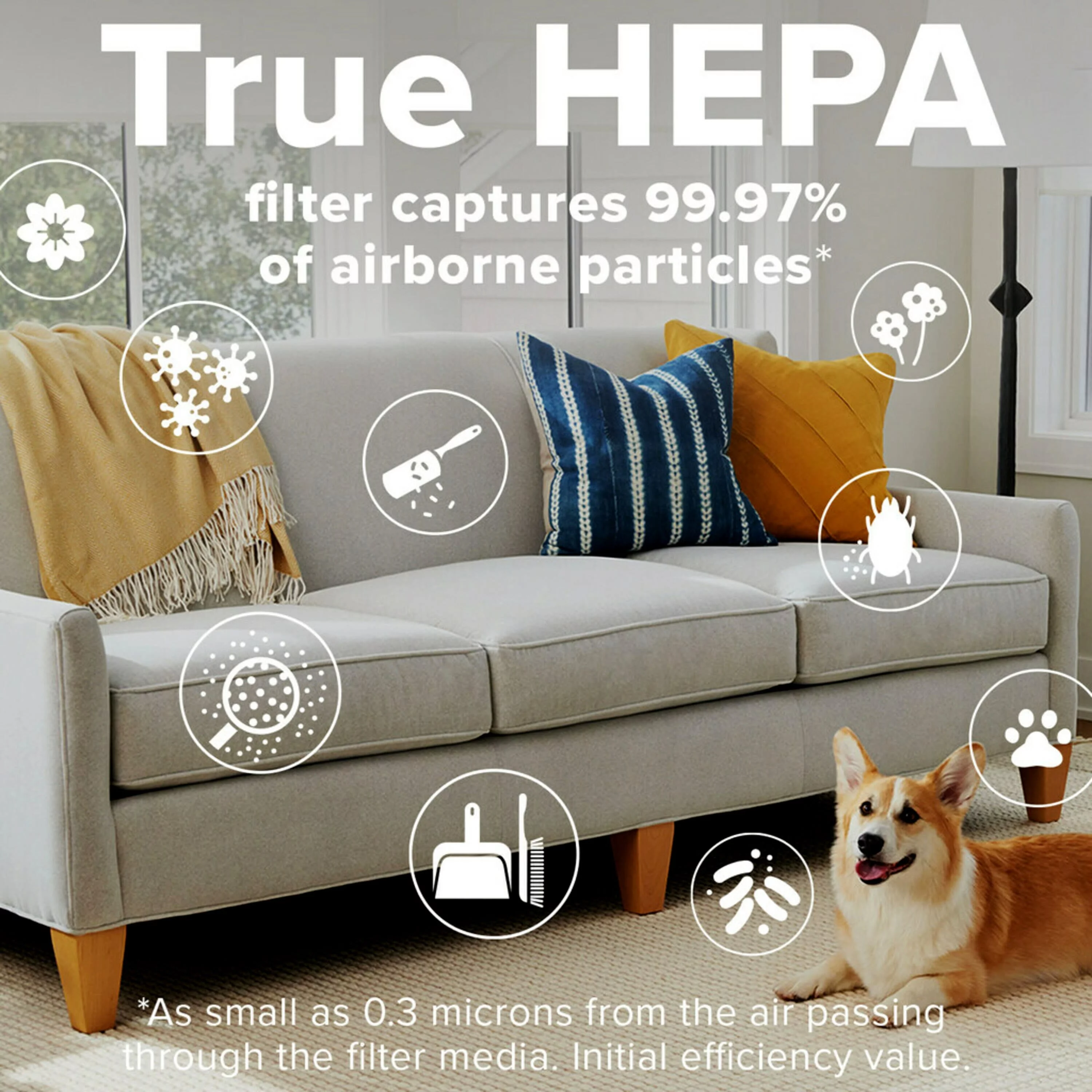 Filtrete Large Air Purifier, White, 310 ft. Coverage, Carbon True HEPA, 1 Smart Device