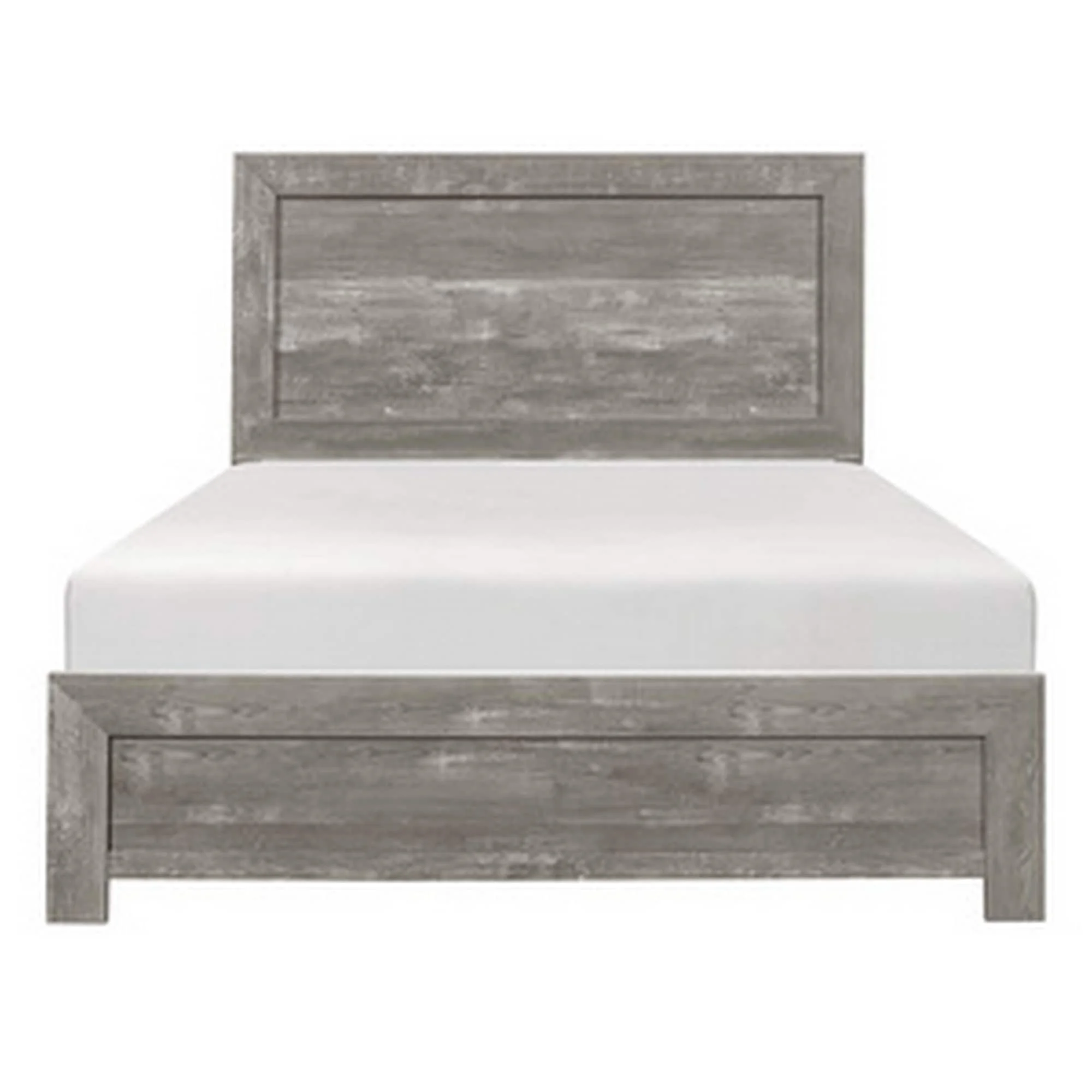 Adia Modern Queen Bed, Panel Headboard and Footboard, Textured Gray Veneer