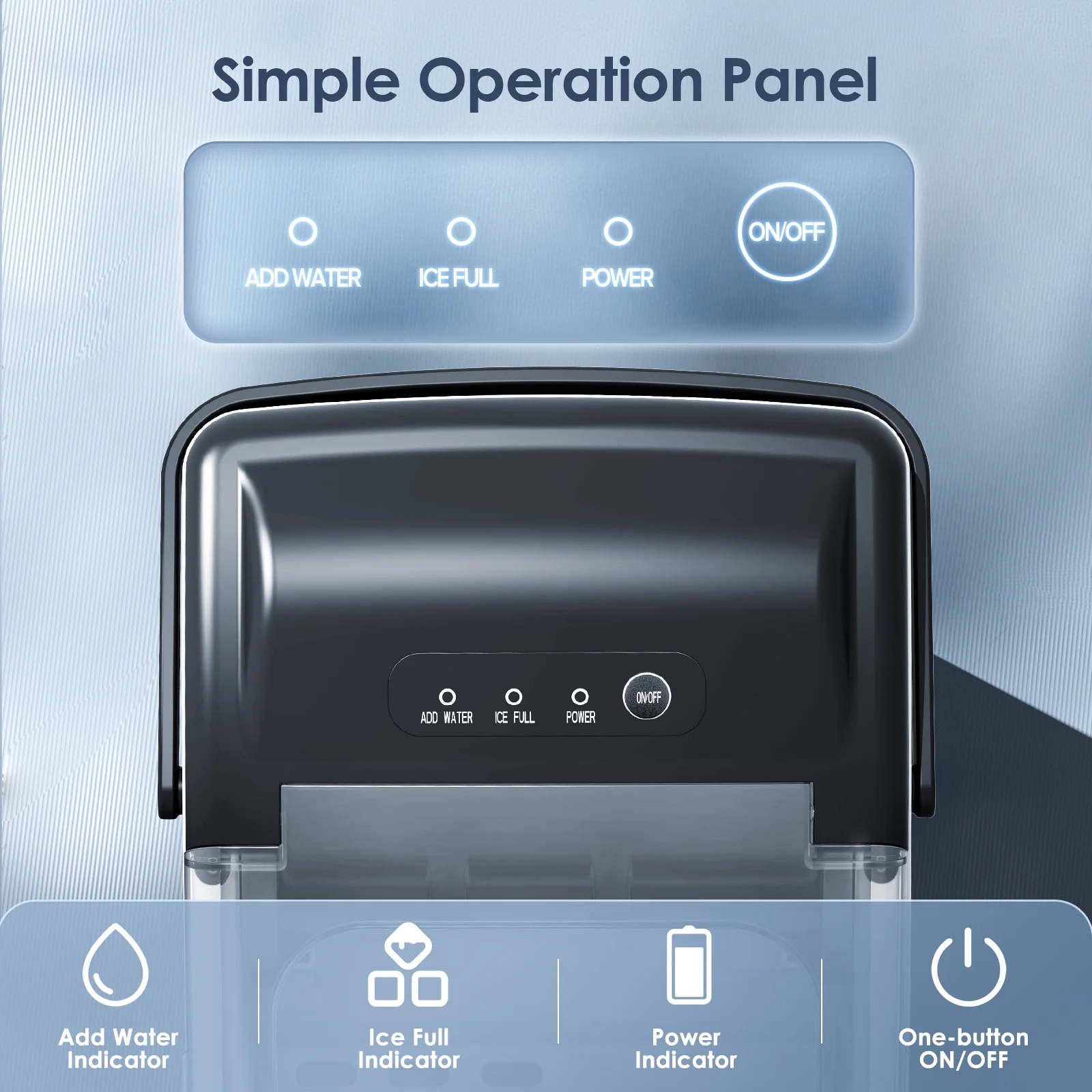 Besttey Stainless Steel Countertop Ice Maker, 9 Bullet Ice Cubes in 6 Mins, 26Lbs/24H, with Scoop & Basket, Black