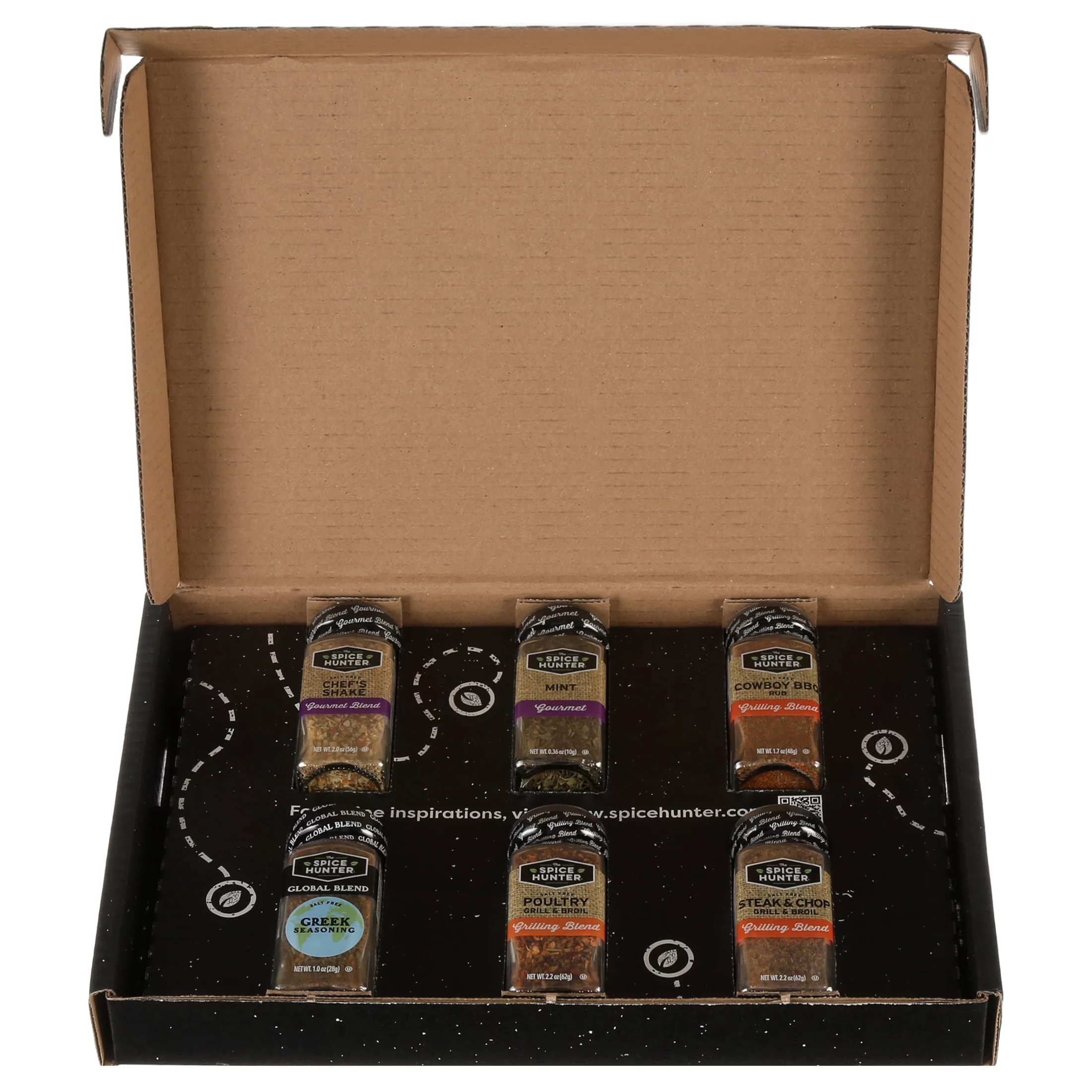 The Spice Hunter Butcher's Collection Meat Seasoning Kit contains 6 Spices and Recipe Gift Box