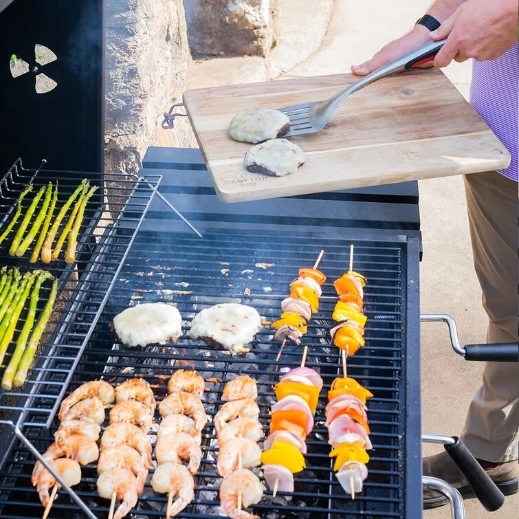 SUGIFT 24-inch Charcoal BBQ Grill with 2 Folding Side Shelves, Black