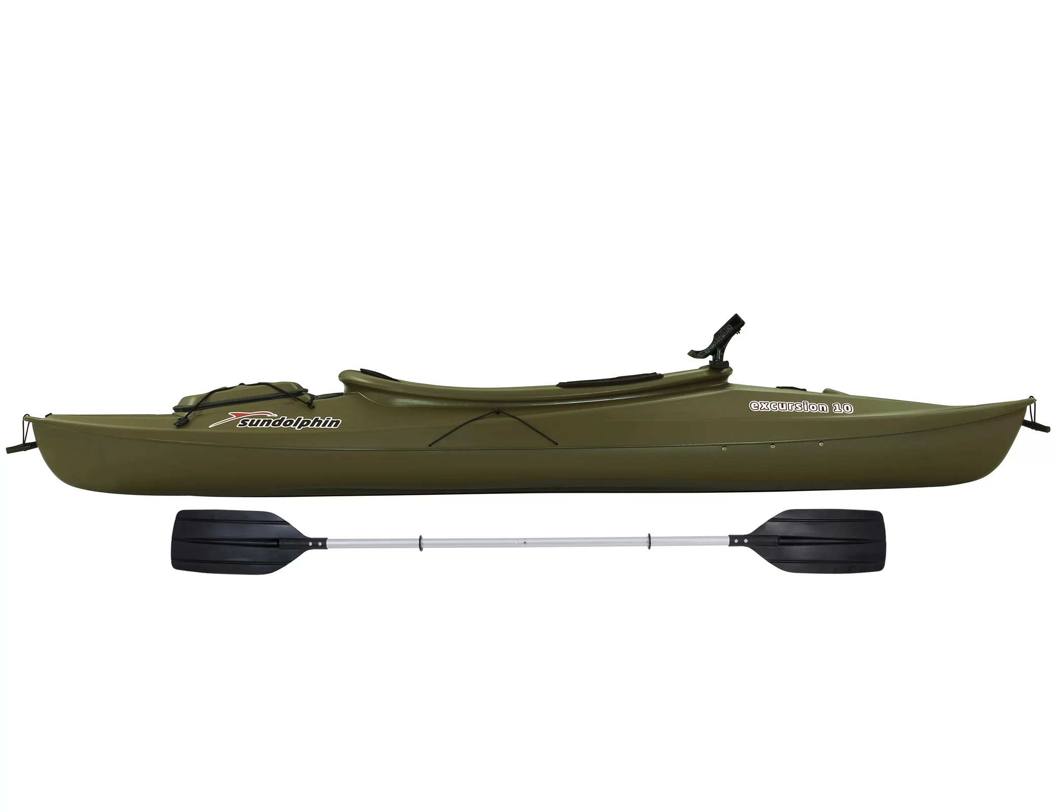Sun Dolphin Excursion 10 Ft. Sit-in Fishing Kayak Olive, Paddle Included