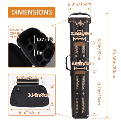 3x5 Hard Pool Cue Case 3B5S Billiard Stick Carrying Cue Case Leatherette Embroidery Design