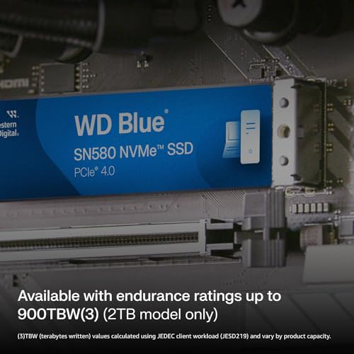 Western Digital 4TB WD Blue SN5000 NVMe Internal Solid State Drive SSD - PCIe Gen 4.0, M.2 2280, Up to 5,500 MB/s - WDS400T4B0E