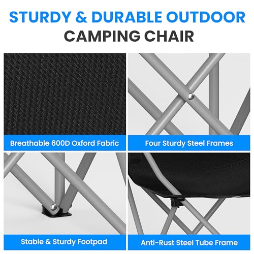 YSSOA Removable Footrest Reclining Camping Chair, 1-Pack, Black