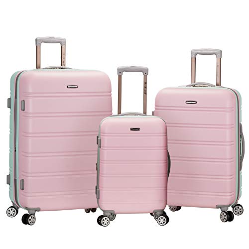 Rockland Vara Softside 3-Piece Upright Luggage Set, Expandable,Black dot, (20/22/28)