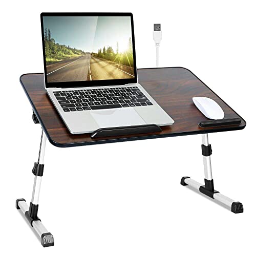 JHUS Portable Laptop Notebook Table Foldable Stand Sofa Bed Computer Desk w/USB Fan Laptop Stand Small Desk Laptop Stand for Desk Small Table Laptop Cooling pad Computer Stand Laptop Desk