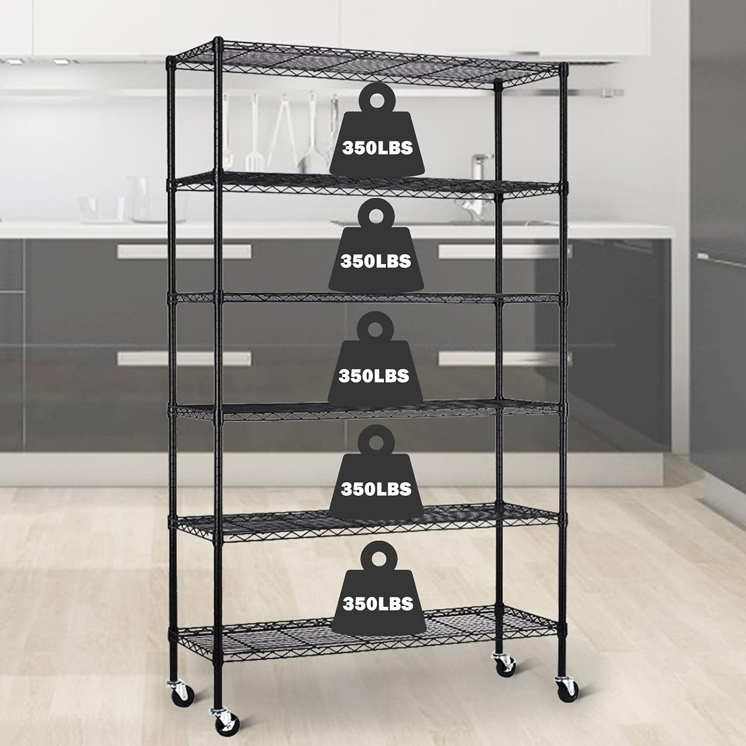 6 Tier Wire Shelving Unit Rack, NSF Heavy Duty Height Adjustable Storage Shelf Metal Shelving with Wheels/Feet Levelers for Garage Rack Kitchen Rack Office Rack Commercial Shelving - 18