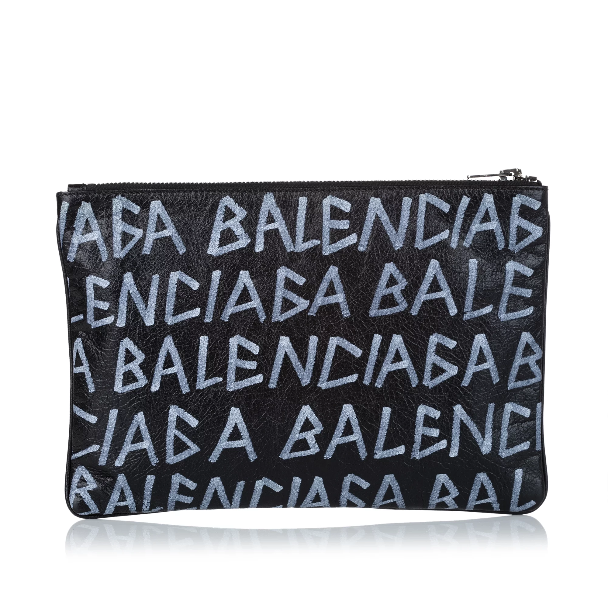 Pre-Owned Authenticated Balenciaga Clutch Bag Calf Leather Black WristletBag Women (Good)