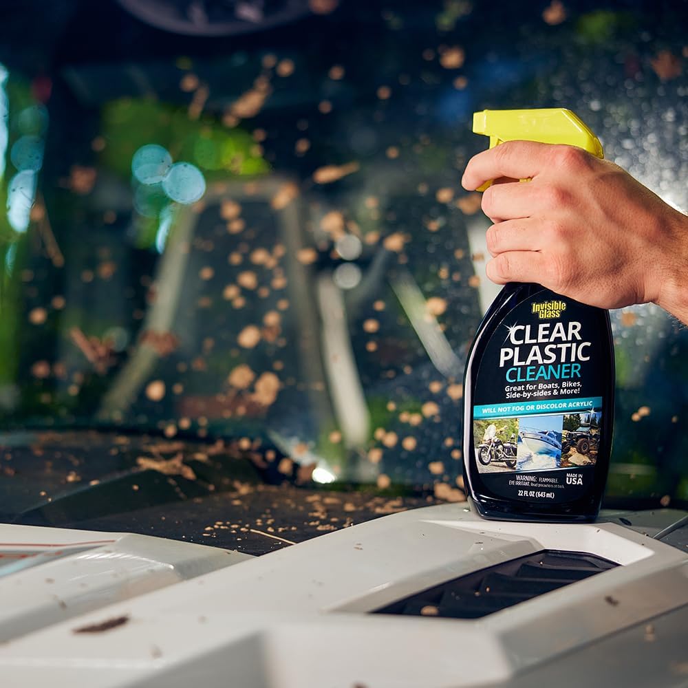 Invisible Glass 92084 22-Ounce Clear Plastic Cleaner for RVs, Cars, Boats, Bikes, Side-by-sides Use on Helmet Visors, Acrylic and Vinyl Windows, and More Streak and Haze Free Anti-Static, Pack of 1