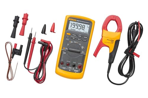 Fluke 87V/IMSK Industrial Digital Multimeter with Fluke i400 Current Clamp Kit, Converts 87V Into Clamp Meter, AC Current Measurements Up To 400 A, Includes Temp Probe, Test Leads And Alligator Clips