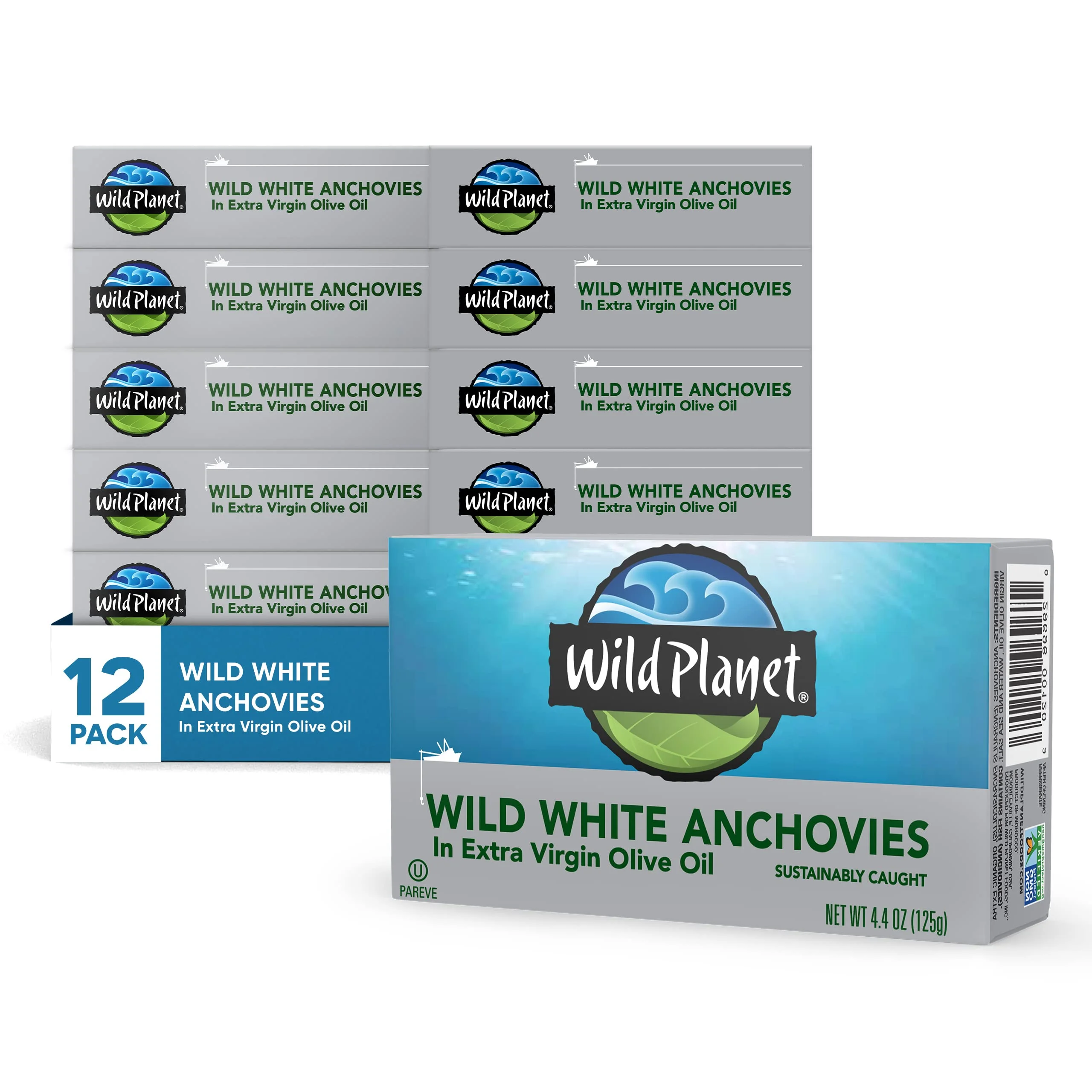Wild Planet Wild Anchovies in Water with Sea Salt, 3rd Party Mercury Tested, 4.4 Ounce (Pack of 12)