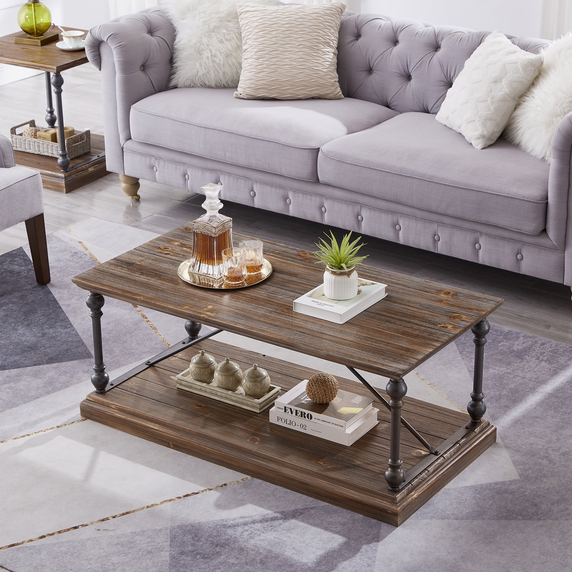 GEXPUSM Farmhouse Rustic Coffee Table, 43