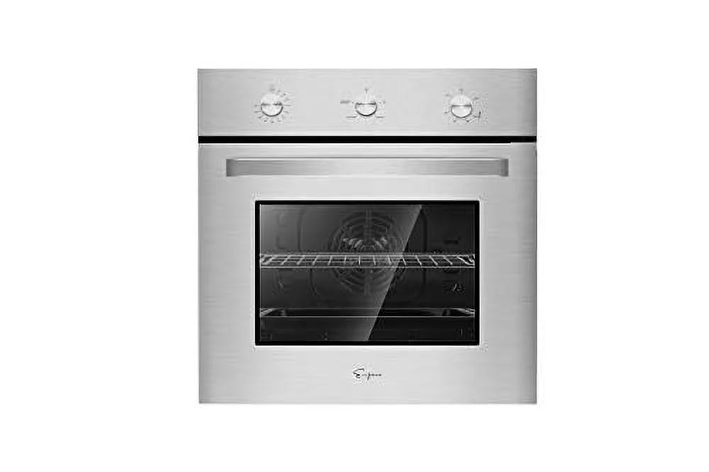 Empava 24 in. 2.3 cu. Ft. Single Gas Wall Oven Bake Broil Rotisserie Functions with Mechanical Controls-Built-in Timer-Convection Fan in Stainless Steel, Silver