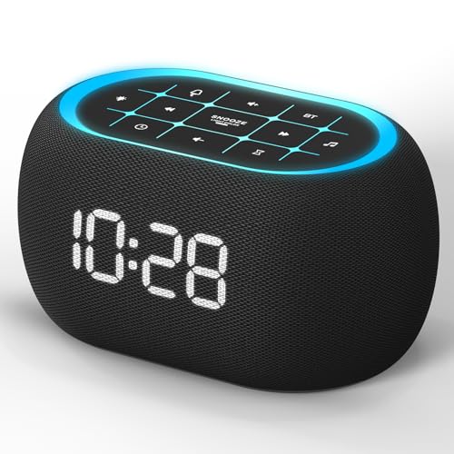 ANJANK White Noise Sound Machine Alarm Clock with Bluetooth Speaker, 21 Relaxing Sounds, 7 Night Lights,0-100% Dimmer/Sleep Timer/30-Level Volume Control,Sound Machine for Kids Adults Sleeping,Bedroom