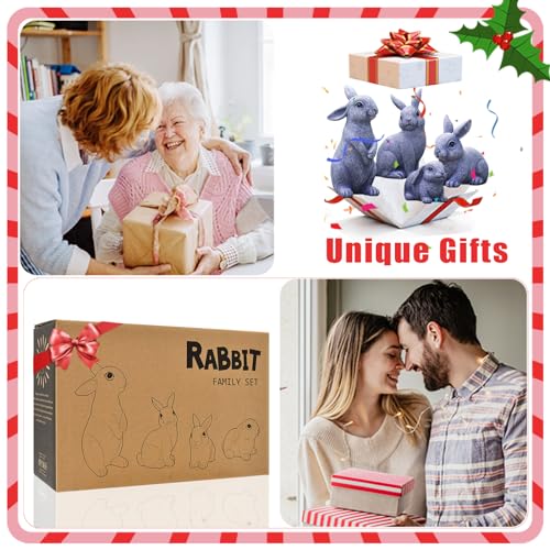 Bunny Garden Decor Outdoor Statues: Rabbit Figurines for Easter Ornaments Patio Lawn Figurines Home Office Decorations Indoor Accessories（4 Pack）- Unique Gifts for Mom Grandma