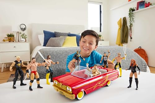 Mattel WWE Action Figure & Toy Vehicle Set, Rey Mysterio Main Event Figure & Lucha Low Rider Car with Launching Action & Hydraulics