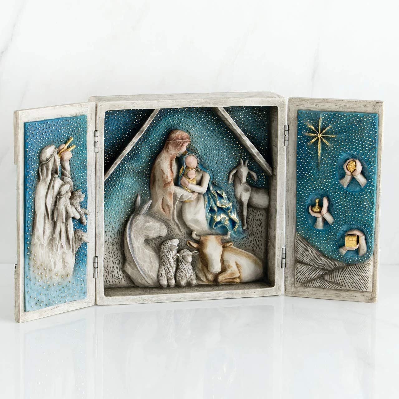 Willow Tree Starry Night Nativity, sculpted hand-painted nativity triptych