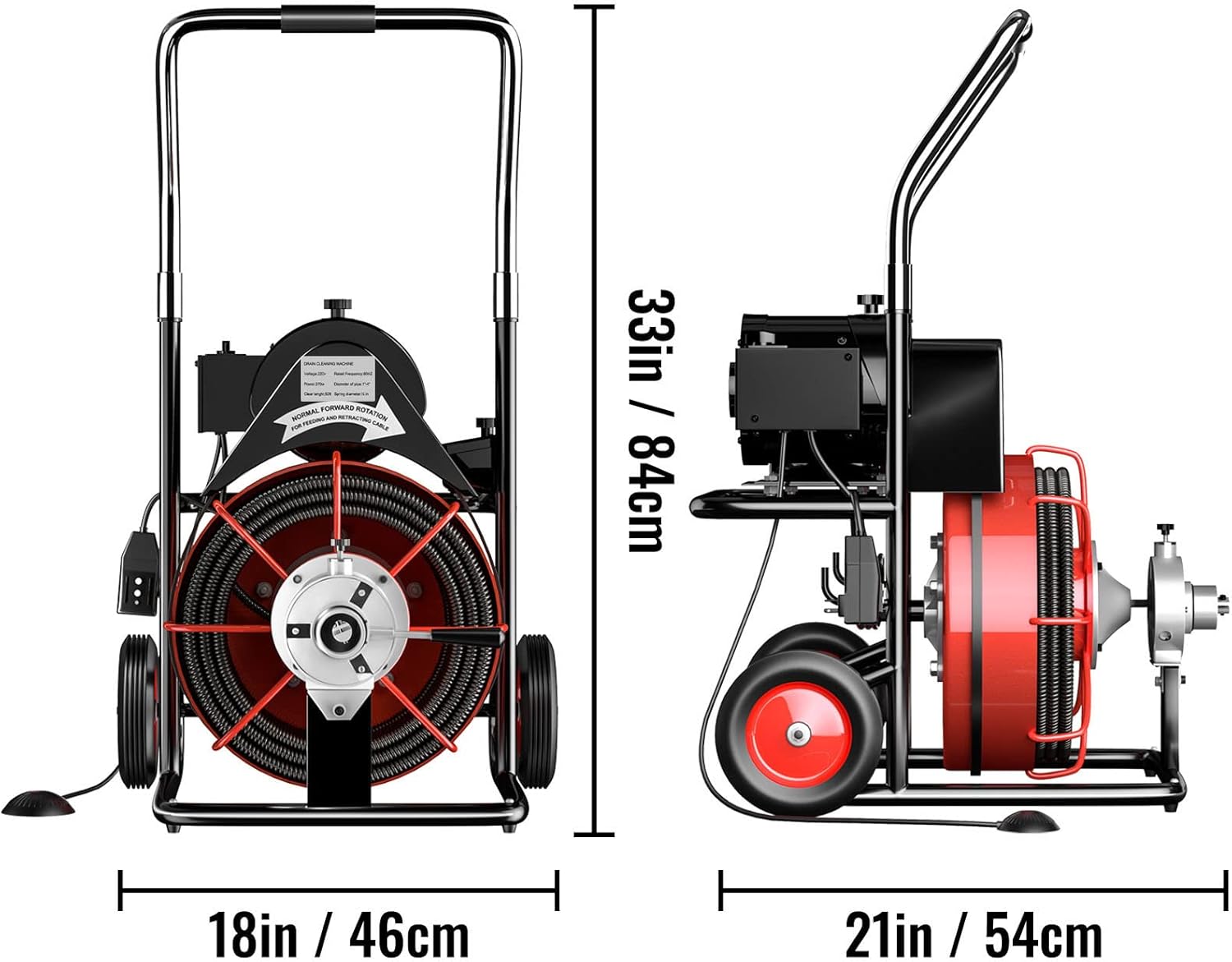 VEVOR 50 Ft x 1/2Inch Drain Cleaner Machine 370W Open Drain Cleaning Machine Portable Electric Drain Auger with Cutters Glove Drain Auger Cleaner Sewer Snake fit 1 Inch (25mm) to 4 Inch(100mm) Pipes