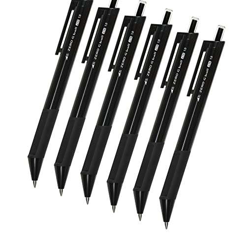 Zero G ball Standard Ballpoint Pen Set for Office/Work and School (Pack of 6) - Black Ink Ballpoint Pen, Retractable, No Smudge, Smooth Writing, Suitable for both Right/Left Handed